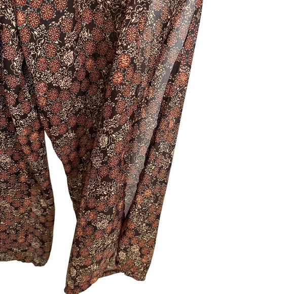 Nasty Gal Womens One on One Floral Jumpsuit Sz 2 Brown One Shoulder Side Slits - Picture 8 of 10